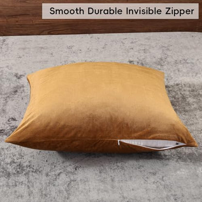 PHF Velvet Euro Shams 26" x 26", Brownish Camel, No Insert, 2 Pack - color: Brownish Camel, size: 26" x 26" (Pack of 2)