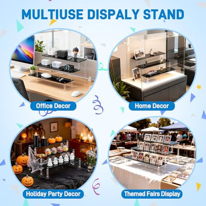 2 Packs Acrylic Display Stand Riser,3 Tier Perfume Organizer Cupcake Stand - color: Black, size: 7.9x2.8 inch