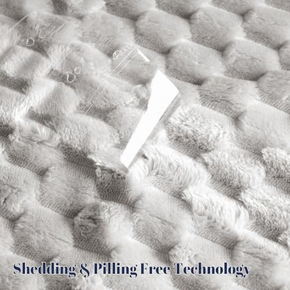 PHF Soft Cozy Fleece Throw Blanket, 340GSM Lightweight Warmth, Light Grey - color: Light Grey, size: Throw(50"x60")