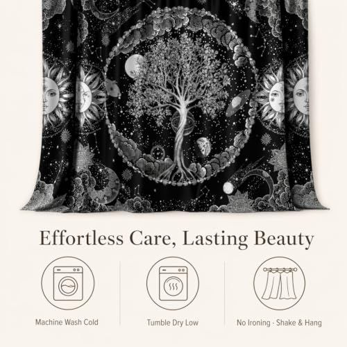 HMS Happy Memories Door Curtain, Tree of Life, 52"x84", 1 Panel - color: Black Tree