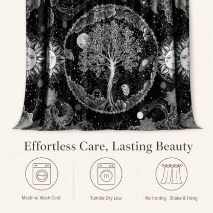HMS Happy Memories Door Curtain, Tree of Life, 52"x84", 1 Panel - color: Black Tree