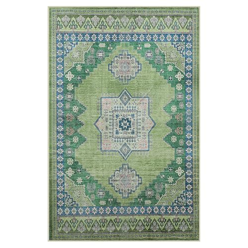 Boho Persian Area Rug, Green, 8x10 - color: Fresh Lemon Green, size: 8 x 10 feet