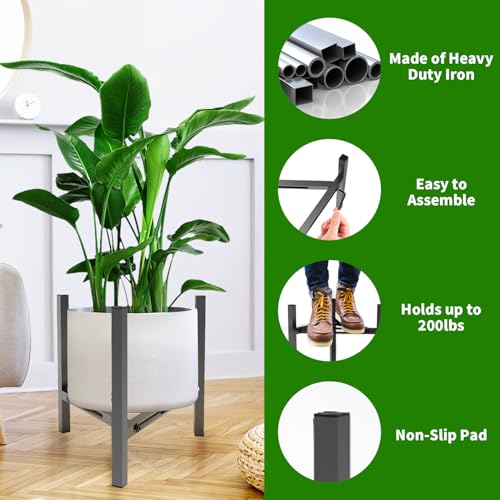 Airpark Plant Stand Indoor, Adjustable Metal Modern Plant Stands, Heavy Duty Stable Plant Pot Flower Holder Indoor Outdoor Corner, Fit 7 8 9 10 11 12 inch Pots, Black (Pot & Plant Not Included) - color: Black Upgraded Version