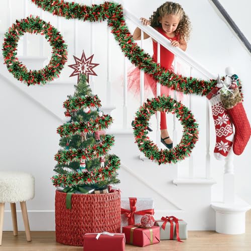 50Ft Red Green Christmas Tinsel Garland Xmas Tree Decorations - color: Red Green