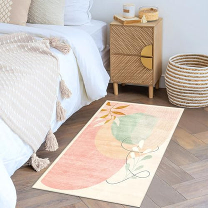 MUJOO 2x3 Washable Rug Small Area Rugs Non Slip Mid Century Modern - color: Pink（modern）, size: 2' x 3' (Rectangular)