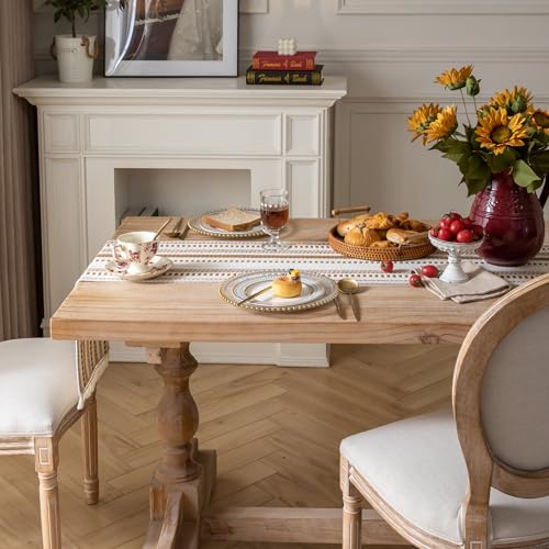 Caflife Brown and Beige Woven Fall Rustic Boho Table Runner 108 Inchs Long - color: Brown, size: 13x108Inch