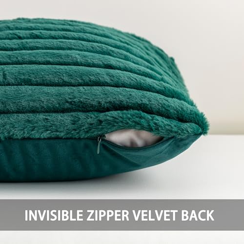 Pack of 2 Faux Fur Christmas Throw Pillow Covers 16x16 Inch, Blackish Green - color: Blackish Green, size: 16" x 16" (Pack of 2)