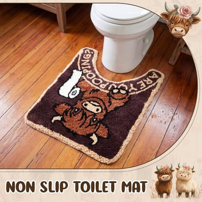 Drydiet U Shaped Toilet Rug Washable Cute Bath Mat 24x20,Highland Cattle - style: Highland Cattle