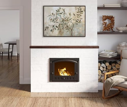 Kate and Laurel Sylvie Olive Tree Abstract Framed Canvas Wall Art by The Creative Bunch Studio, 41.5x31.5 Brown, Soft Nature Tree Art for Wall - color: Brown