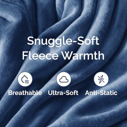 Fleece Blanket Queen Size - Ultra-Soft Flannel Fleece Blanket - Royal Blue - color: 28 - Royal Blue, size: Queen (90" x 90")
