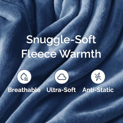 Fleece Blanket Queen Size - Ultra-Soft Flannel Fleece Blanket - Royal Blue - color: 28 - Royal Blue, size: Queen (90" x 90")