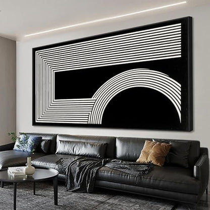 Large Framed Abstract Black And White Wall Art For Living Room 29"X 58" - color: black, size: 58"L x 29"W