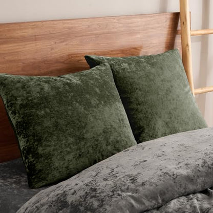 PHF Truly Velvet Euro Shams 26" x 26", Smokey Olive, No Insert, 2 Pack - color: Smokey Olive, size: 26" x 26" (Pack of 2)