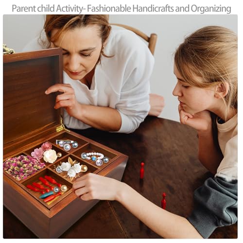 Large Acacia Wooden Storage Box with Hinged Lid and Combination Lock Decorative Boxes with Removable Tray Memory Box Keepsake Chest Stash Boxes Lockable Chest for Jewelry Accessories Treasured Items - style: Code Lock with grid tray