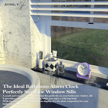 AYRELY® 3.5" Small Analog Travel Alarm Clock, Battery Operated Desk Clock - color: Purple