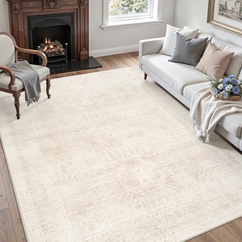 4x6 Area Rugs Living Room: Bedroom Neutral Washable Carpet Beige - color: Beige, size: 4' x 6' (Rectangular)