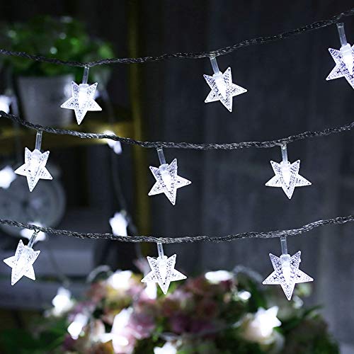 Twinkle Star 100 LED Star String Lights Plug in 33FT, White - color: White, size: Star lights - 49 ft