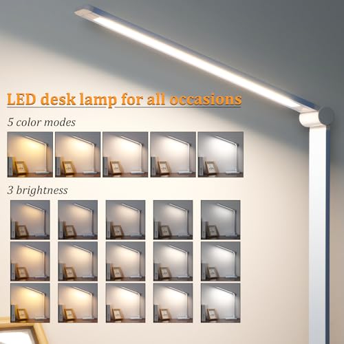 LED Desk Lamp with USB Ports,Touch Desk Lamps for Home Office with 5 Modes - color: Blue