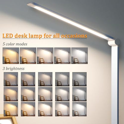 LED Desk Lamp with USB Ports,Touch Desk Lamps for Home Office with 5 Modes - color: Blue