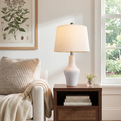 23" Farmhouse Ceramic Table Lamp Modern Bedside Lamps Off-White - color: 23.25" Single - Off-White