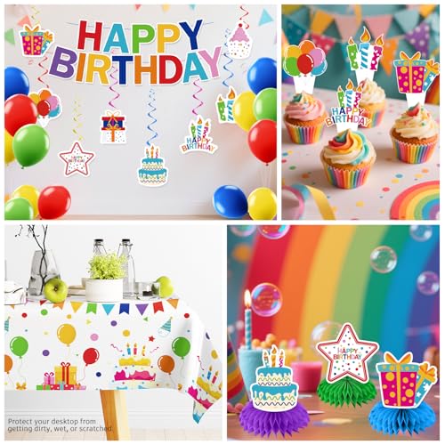 Xynic 214 Pcs Colorful Birthday Decorations Girl Tableware Set, Serves 25