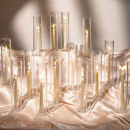 Hewory Hurricane Glass Candle Holders: 24 PCS Chimney Covers Bulk 12.6" H
