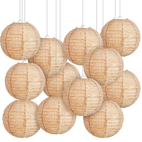Hortsun 12 Pcs Print Burlap Paper Lanterns Classroom Decor,8 Inch - size: 8 Inch