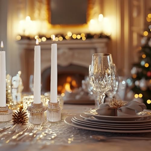 Glass Candlestick Holders, Taper Candle Holders, Set of 6, Gold - color: Gold, size: 6 PCS