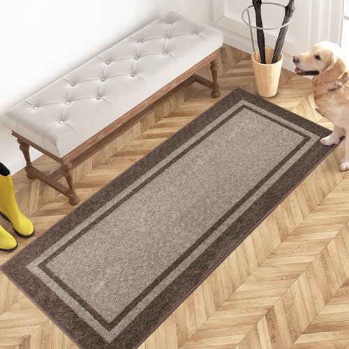 PURRUGS Hallway Runner Rug, 24" x 60", Beige & Grayish Brown - color: Beige & Grayish Brown, size: 24" X 60"