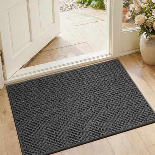Dirt Trapper Door Mat 20"x 32",Non Slip Washable Doormat,Dark Grey - color: Dark Gray, size: 20" x 32"