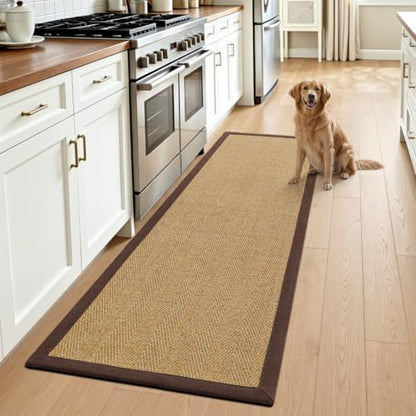 DEXI Jute Runner Rug 2'8''x8', Rug Runners for Hallways, Natural/Brown - color: Natural/Brown, size: 2'8" x 8' (Runner)