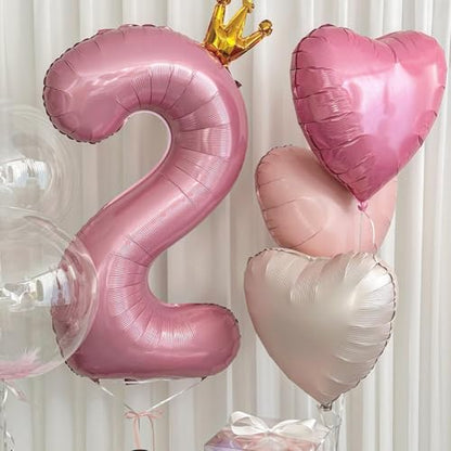 Pink White Heart Foil Balloons,12Pcs 18Inch Heart Shaped Balloons - color: Pink Cream