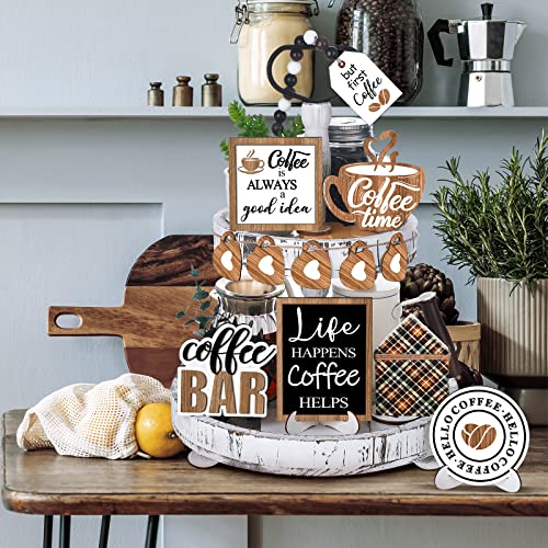 FairySandy 11 Pcs Tiered Tray Decor Farmhouse Set, Delicious Coffee - style: Delicious Coffee