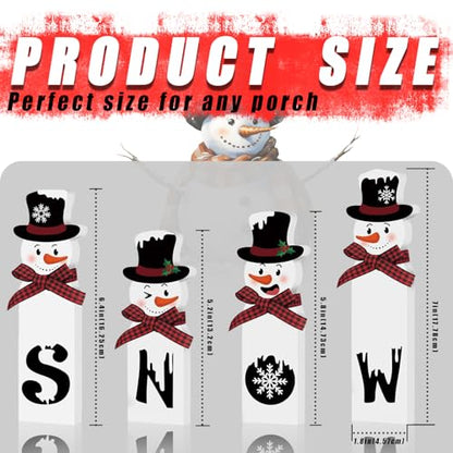 Christmas Wooden Snowman Decorations Indoor – 4 Pcs Snowman Block Merry Christmas Sign – Rustic Winter Tiered Tray Decor Table Centerpiece for Mantel Kitchen Holiday Home Decorations - style: Snowman