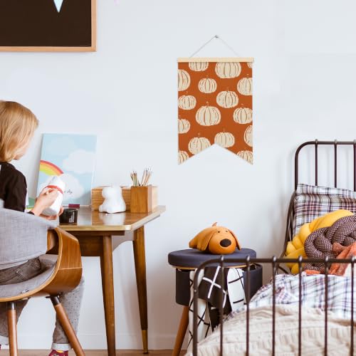 LARNDUMAMA Fall Pumpkins Wall Art Canvas Banner Poster for Bathroom, 12x16 - color: orange