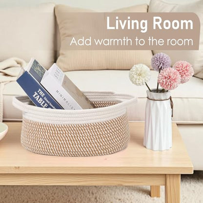 JMvicyroam Small Woven Basket, Empty Gift Basket, White&Brown Block/1 Pack - color: White&Brown Block, size: 1 Pack