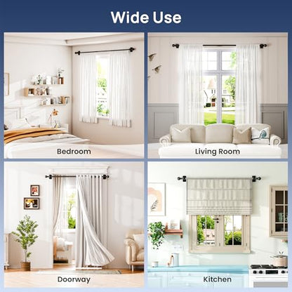 ENJOYBASICS Curtain Rods No Drilling for Renter, 28-60" Adjustable, Black - color: Black, size: 27-65"