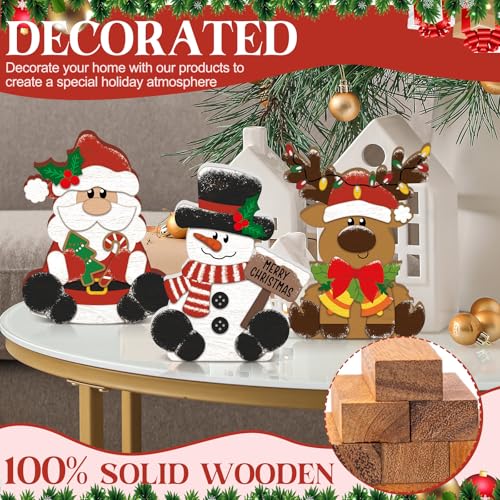 GlikCeil 3 Pcs Christmas Wooden Decorations Table Centerpieces - style: Merry Christmas
