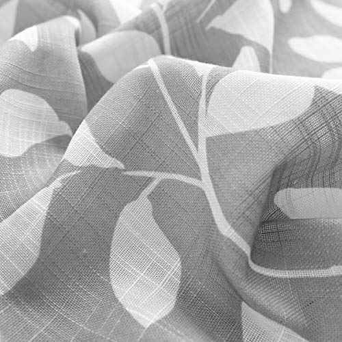 White Grey Leaf Curtains 84" Privacy Semi Sheer Window Drapes Bedroom 2pk - color: Grey, size: 52"W x 84"L (Pack of 2)