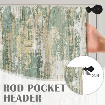 Emvency Valances for Windows, 2 Pack, 52x18 Inch, Rustic Farmhouse - color: Abstract Green, size: 52"W x 18"L (Pack of 2)