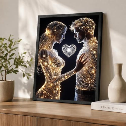 Black Framed Couple Wall Art, Romantic Pictures Wall Decor, 12x16 in - color: Gold1