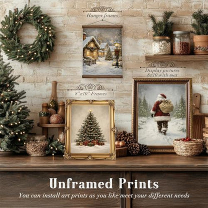 KBKBART 6pcs Christmas Wall Art Decor, Santa Claus Holiday Prints Paintings - color: Christmast Prints