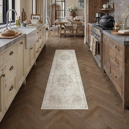 2x5 Beige Neutral Runner Rug - color: Farmhouse | Beige, size: 2' x 5' (Runner)
