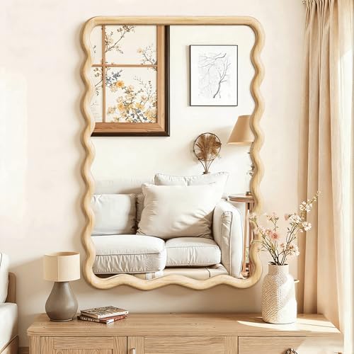 Wavy Mirror for Wall, 30"x20" Bathroom Vanity Mirror - size: 30"L x 20"W