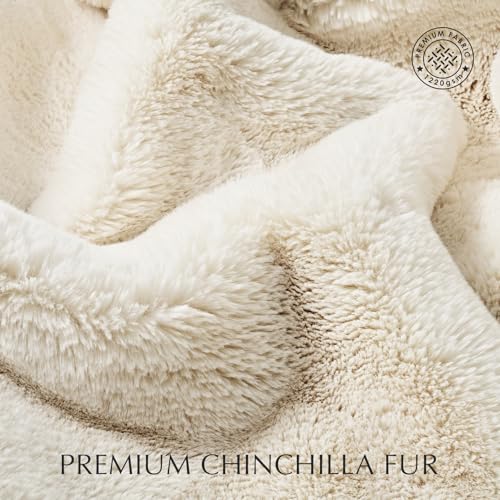 EverGrace Faux Chinchilla Fur Throw Blanket, 60"x80", Arctic White - color: Arctic White, size: 60"x80"