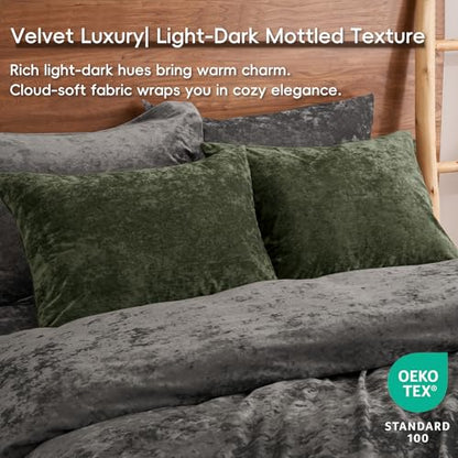 PHF Truly Velvet Pillowcases Standard Size 20"x26", Smokey Olive, No Insert - color: Smokey Olive, size: 26" x 20" (Pack of 2)