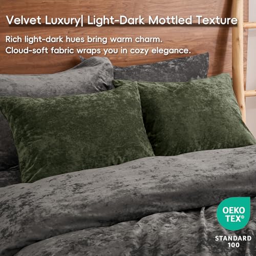 PHF Truly Velvet Pillowcases King Size 20" x 36", Smokey Olive, No Insert - color: Smokey Olive, size: 36" x 20" (Pack of 2)