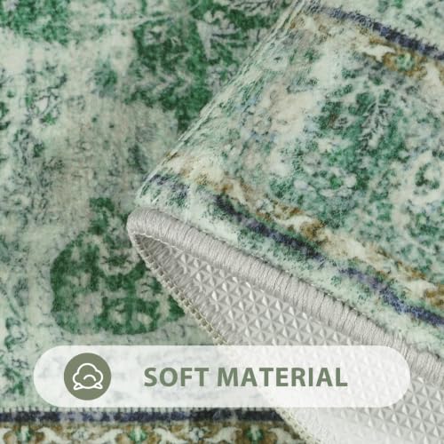 Uphome Green Bathroom Rugs, Distressed Farmhouse Boho Bath Mat, Non Slip Washable Soft Velvet Bath Mats for Bathroom Floor, Vintage Traditonal Bath Runner for Bathtub Sink Shower, 18x47 inch - color: Green, size: 18 x 47 inch (Rectangular)