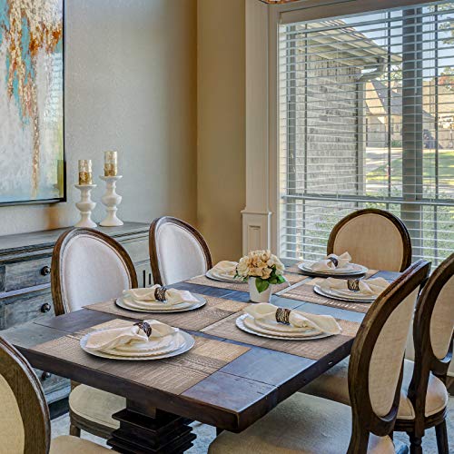 Aofmee Placemats, Placemats Set of 6, Heat Resistant Place Mats, Washable PVC Table Mats, Woven Vinyl Plastic Placemats for Dining Table, Non-Slip Stain Resistant Kitchen Table Placemats Easy to Clean - color: Gold, size: Set of 6
