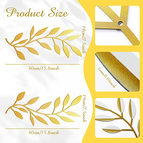 Zhengmy 2 Pcs Metal Leaf Wall Art Vine Branch Decor,Gold - color: Gold